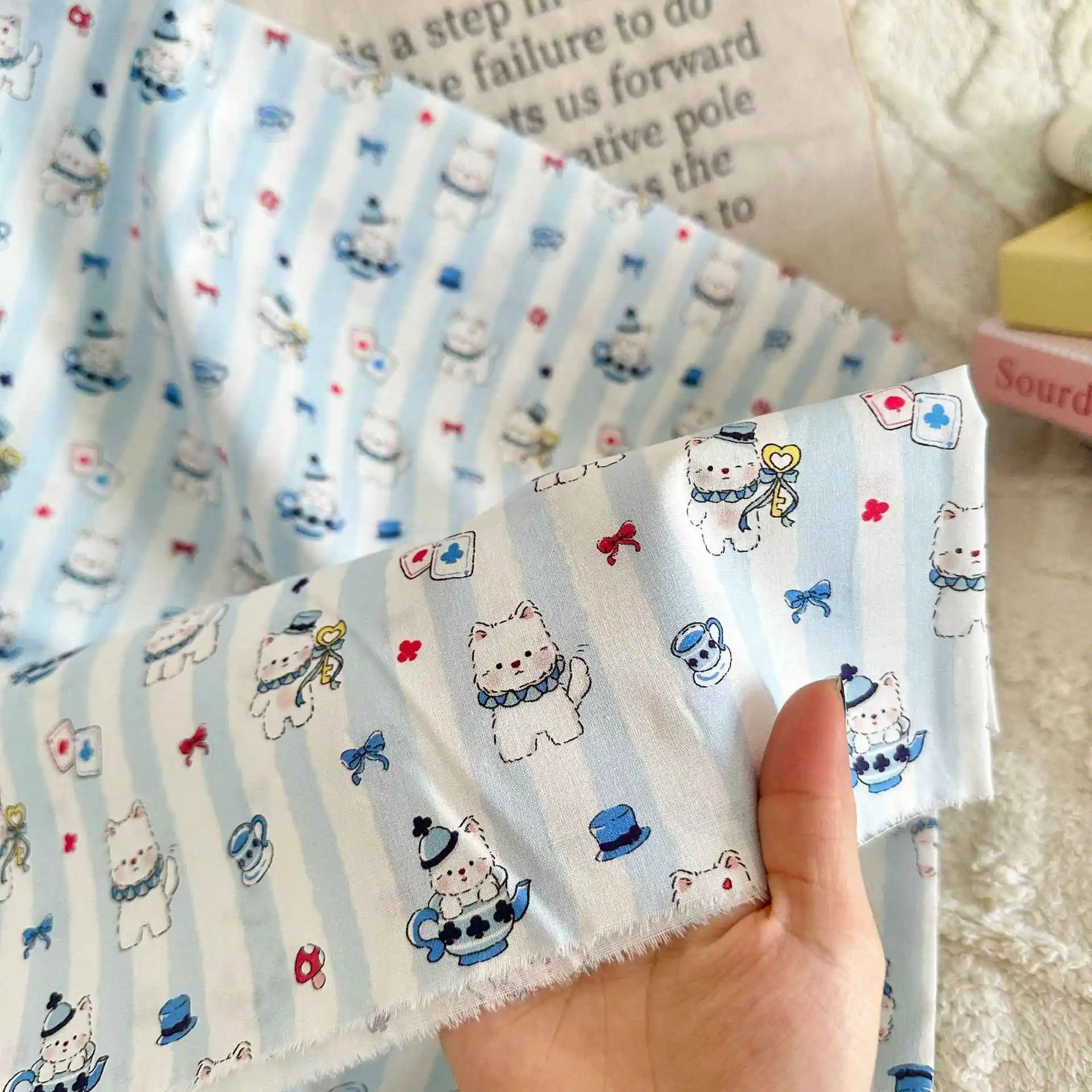 40 Count Cotton Poplin Fabric Cartoon Puppy Dog Printing Handmade DIY Bag Clothing Quilting Fabric