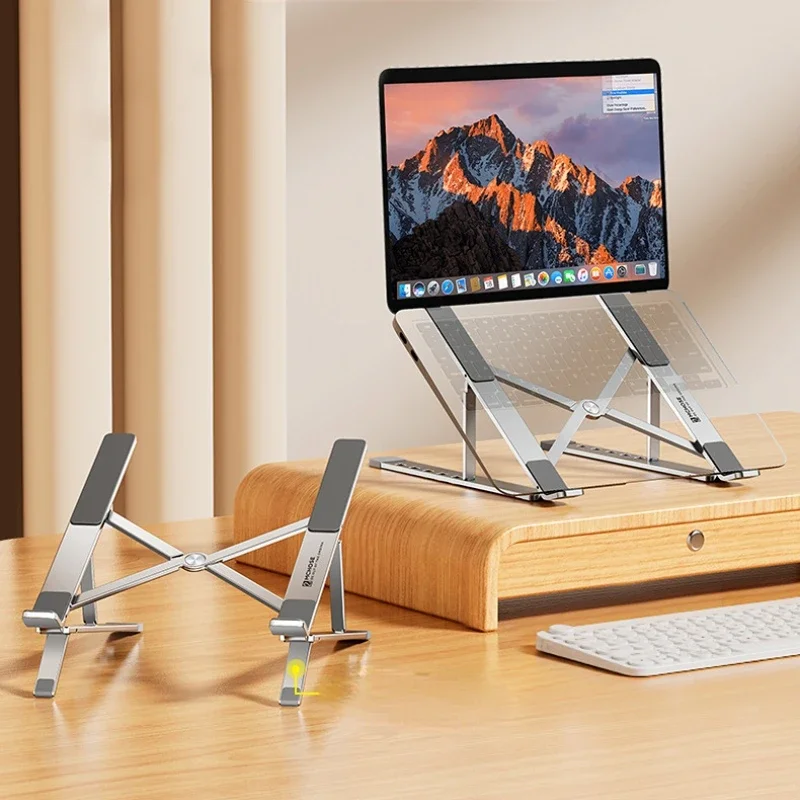 

Folding Laptop Stand: Adjustable Home Office Desk, Double-Layer Support, Aluminum Portable Book Holder, Sturdy Laptop Stand