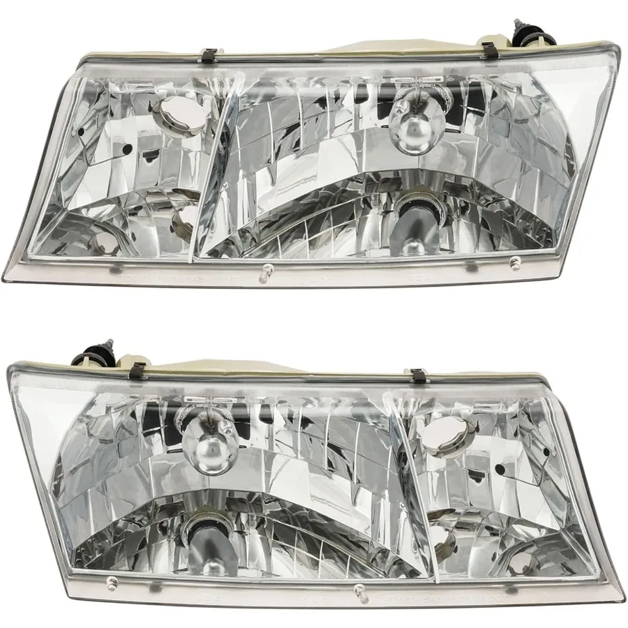 

2 Piece Headlight Assembly Set with Chrome Bezel for Driver and Passenger Side HighPerformance Lighting Solution Compatible wit