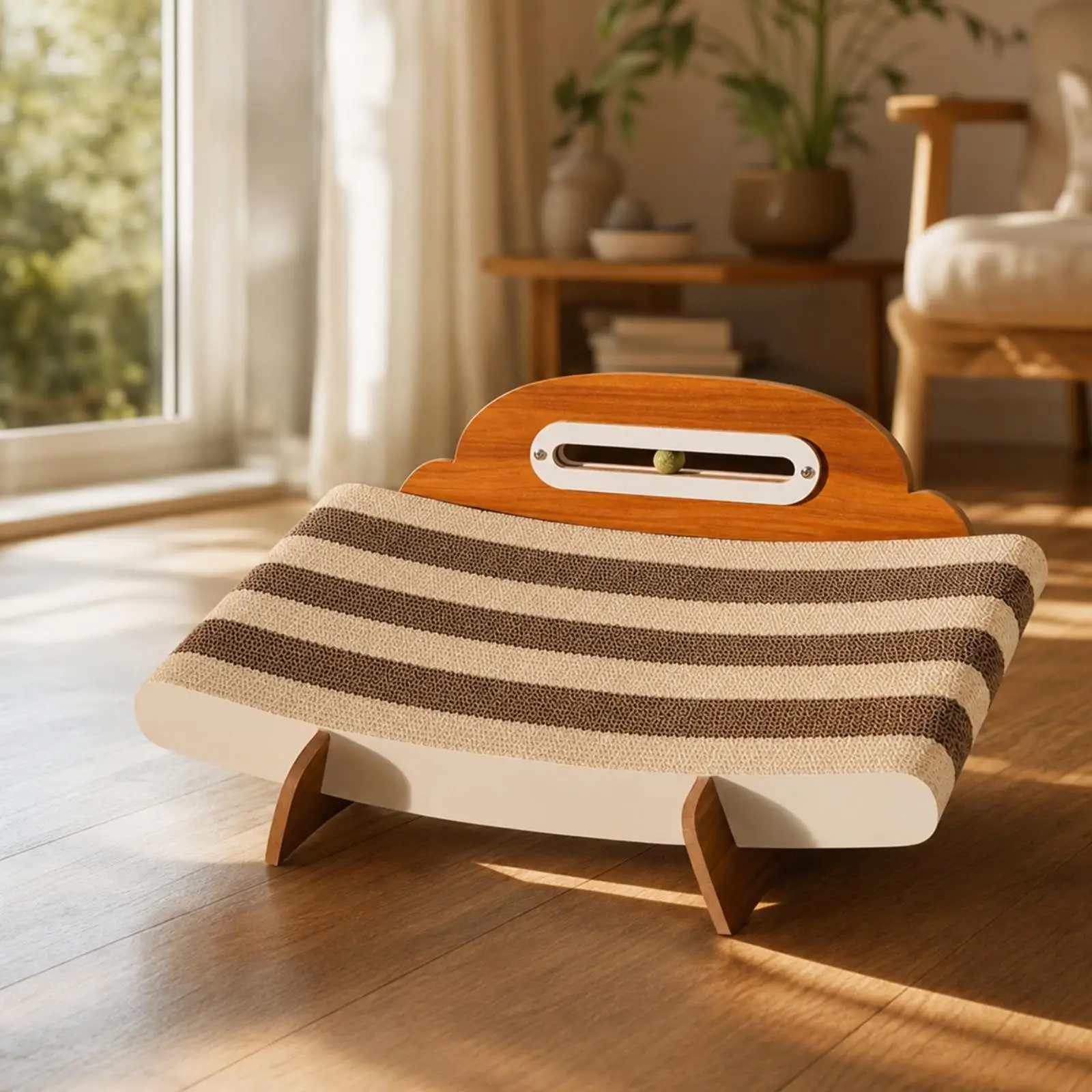 Cat Scratching Lounge Curved Corrugated Cardboard Scratcher Scratch Board Rectangular Pet Supply Long-Lasting for Cats