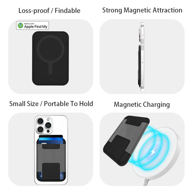 Trackable Magnetic Card Holder Leather Tracker Smart Magnetic Wallet Work with Find My Built in For iPhone 17/16/15/14 Series