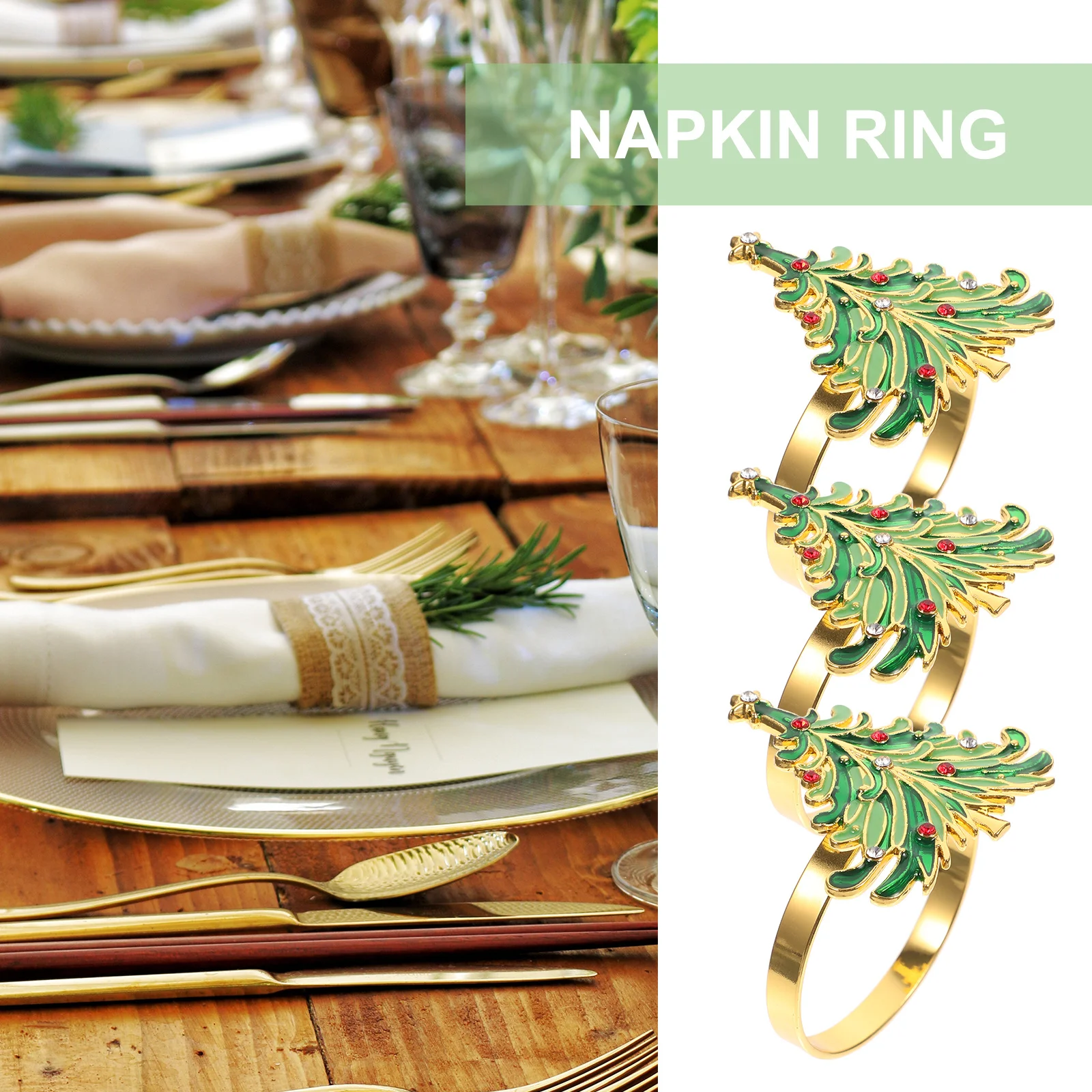 

6 Pcs Christmas Tree Table Decor Holiday Napkin Holder Buckles for Holders Metal Festive Rings Bands