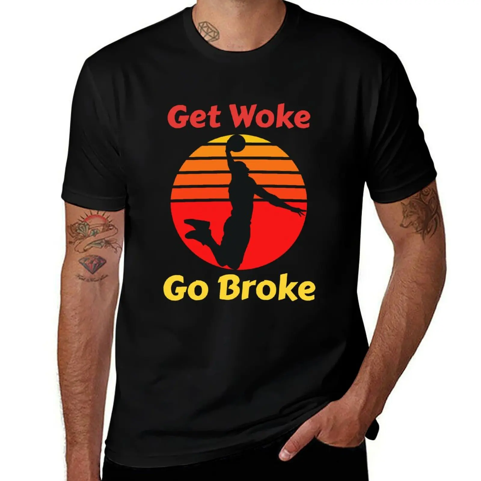 

Get Woke Go Broke Retro Basketball Design T-Shirt anime t shirts oversize T-Shirt