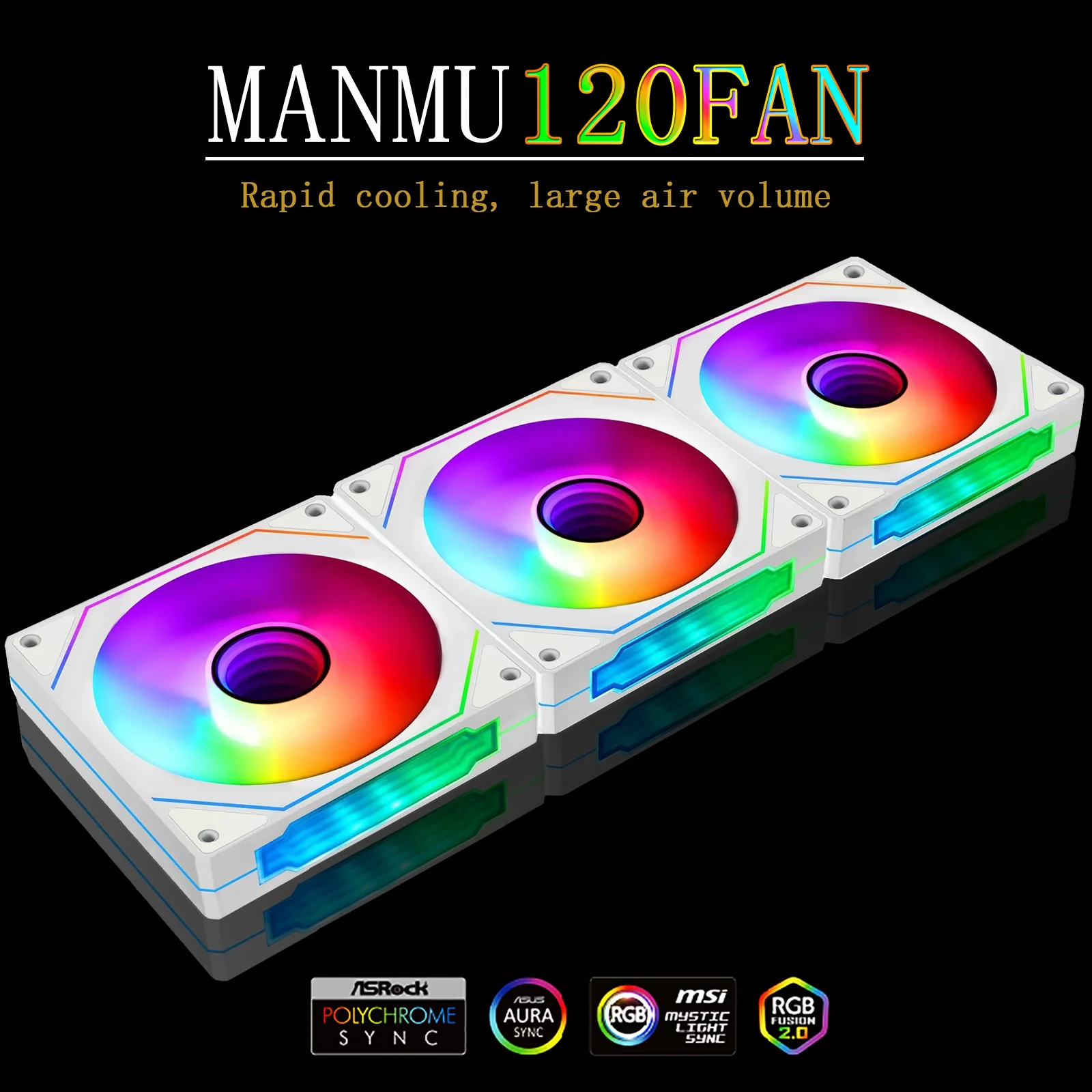 MANMU Desktop Computer Phantom Case Radiator ARGB Magic Light Synchronous PWM Temperature Control Silent Fan