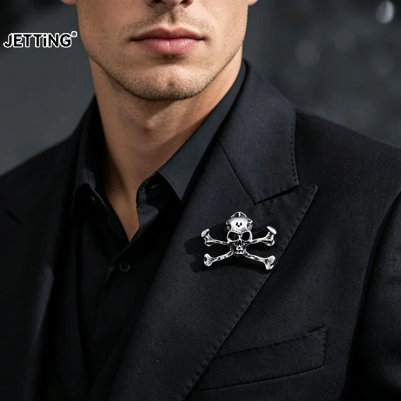 Skull And Crossbones Lapel Pin For Jackets Hat Bag Punk Skull Brooches Pin Halloween Costume Jewelry For Men Women