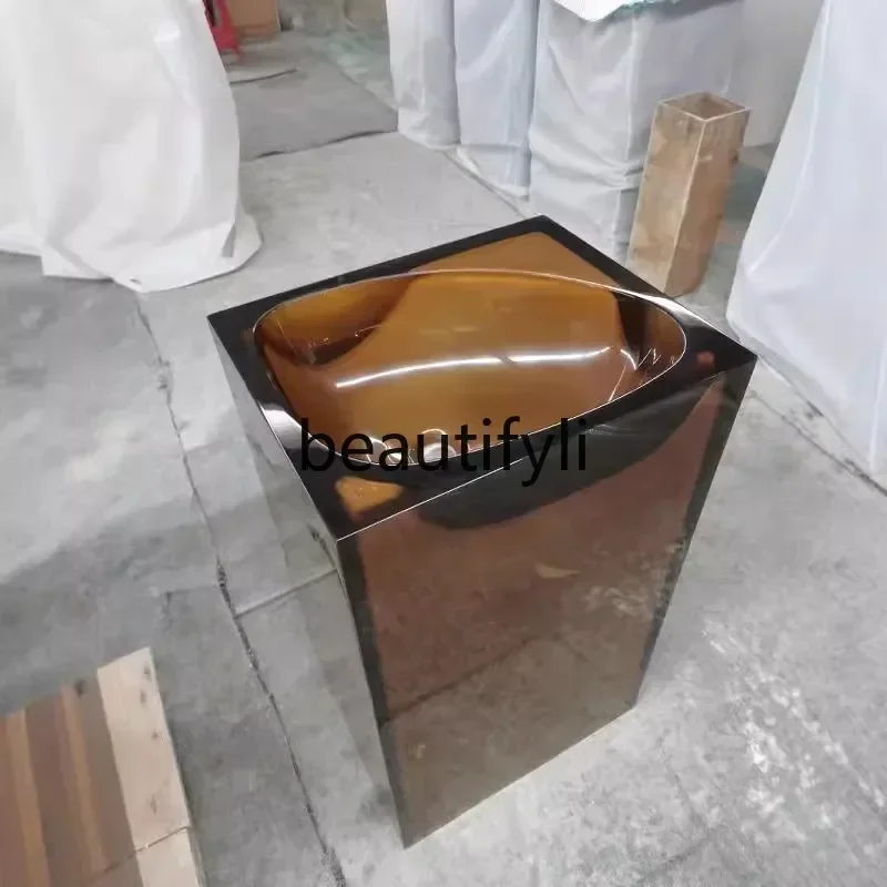 New arrive  Transparent column basin Color resin Household face washing and hand washing pillar basin Bed and Breakfast Floor-to