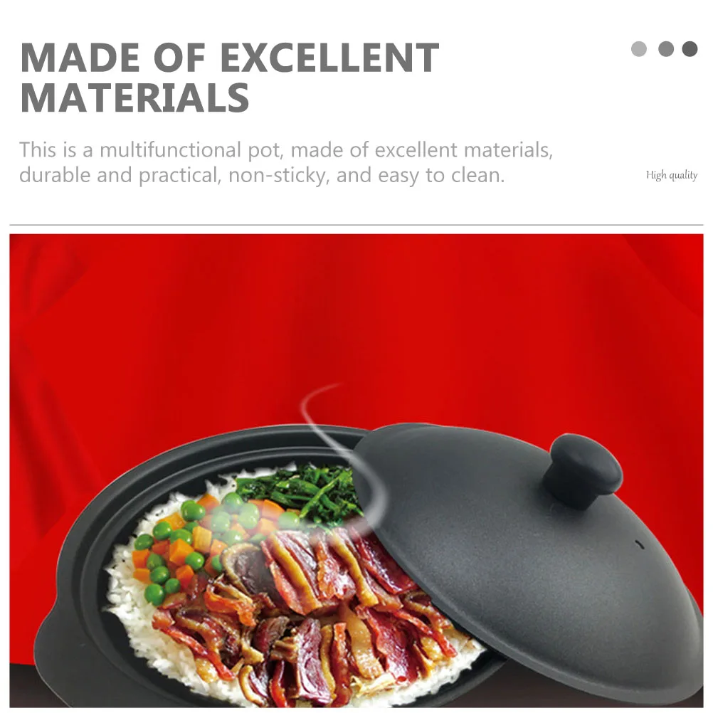 

1pc Cast Iron Casserole Pot Heat Resistant Yellow Braised Chicken Rice For Home Restaurant Use Household Cooking