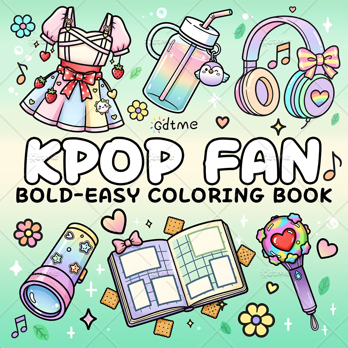 Libro de Colorear para Adultos de K-pop: Páginas para Colorear de Moda y Cultura Fanática, Libro de Actividades Artísticas para Aliviar el Estrés