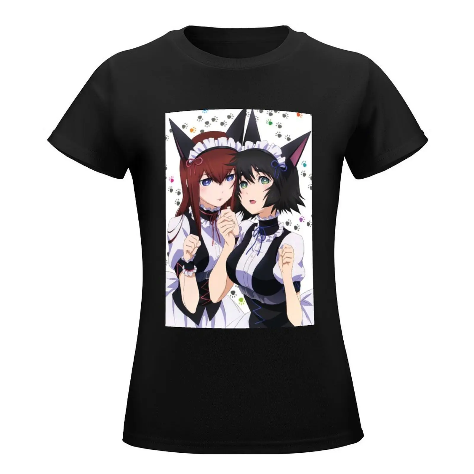 Steins;Gate - Makise Kurisu & Shiina Mayuri T-Shirt vintage clothes shirts graphic tees oversized female clothes for Women