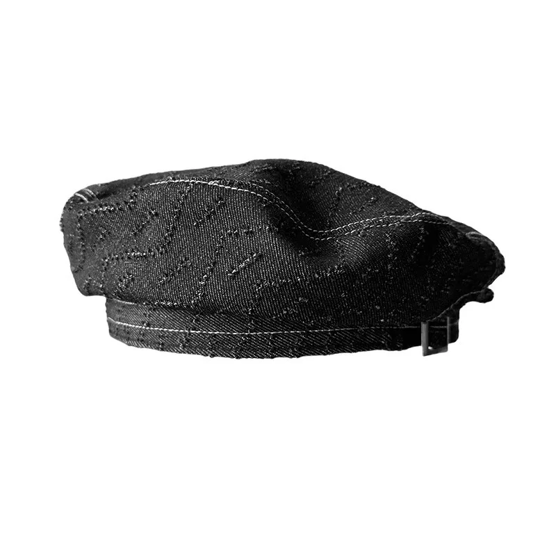 women-vintage-black-denim-beret-large-head-size-korean-fashion-painter-hat-for-girls