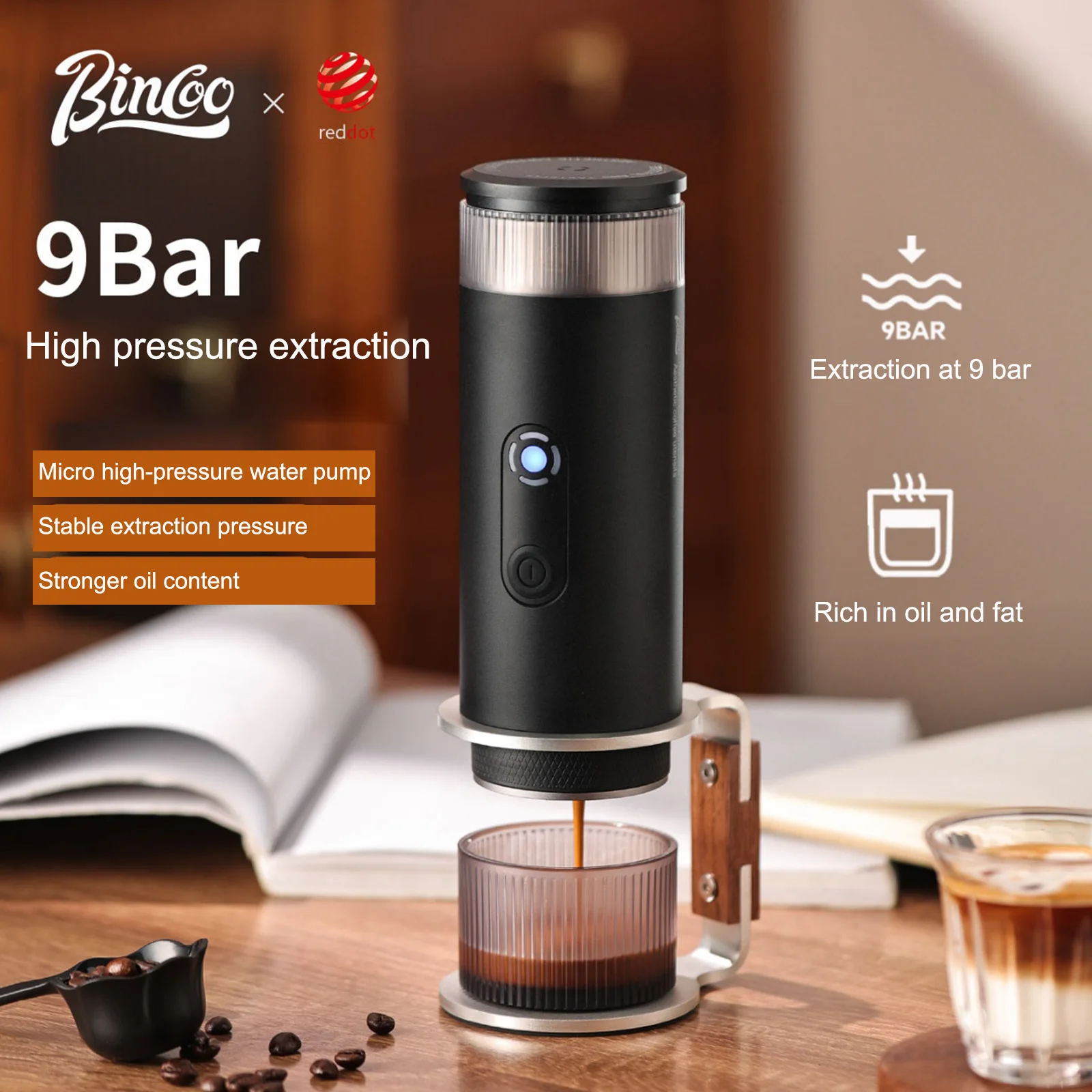 

Bincoo Portable Coffee Machine H1Pro Electric Italian Espresso Machine Small Home Handheld Outdoor Travel Wireless Extraction