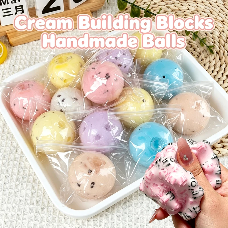 Cube Block Filling Slow Rising Squishy Clay Butter Handmade Ball Toy Colorful Calming Hand Play for Relax Adults Portable Gift