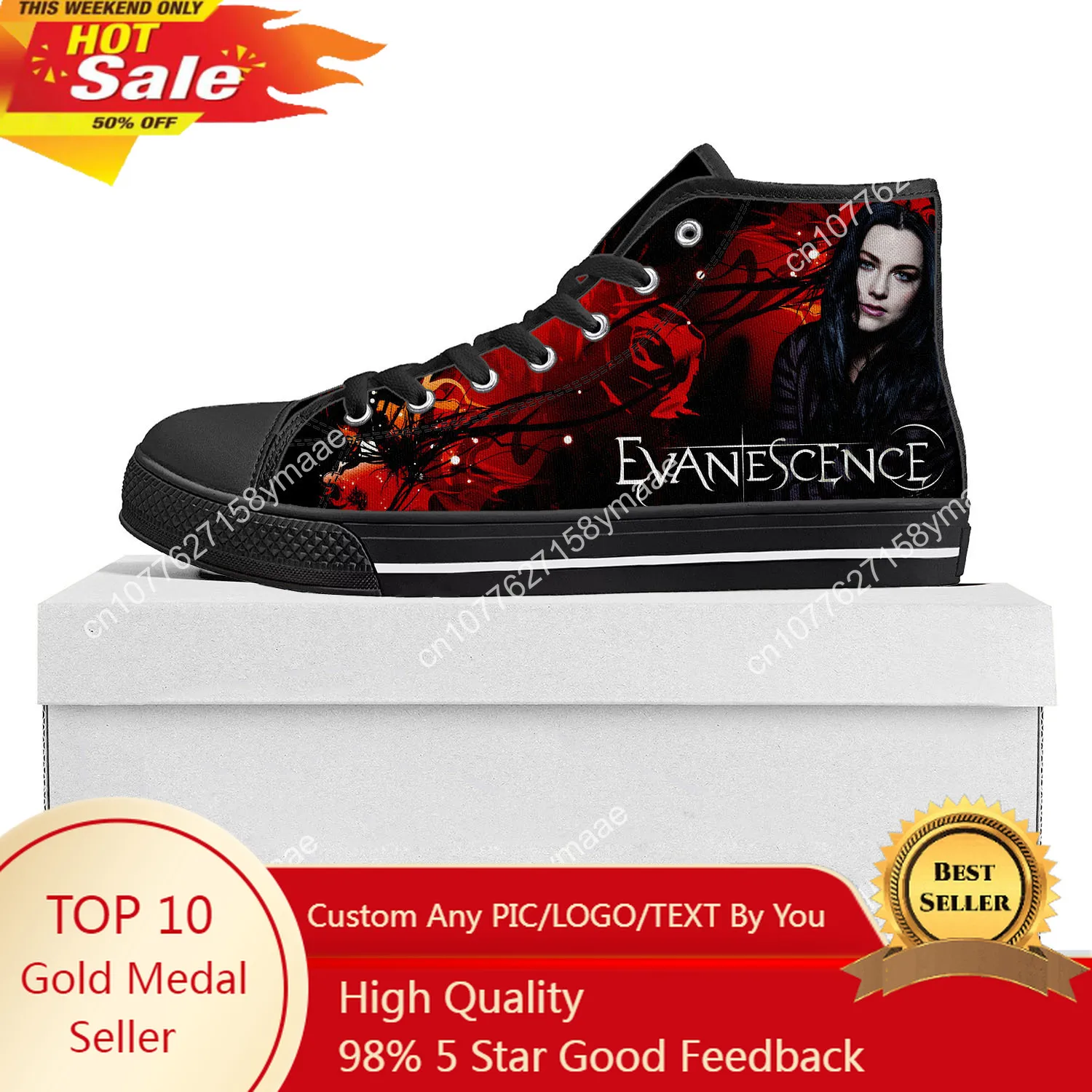 Evanescence Rock Band High Top High Quality Sneakers Mens Womens Teenager Canvas Sneaker Casual Custom Made Shoes Customize Shoe