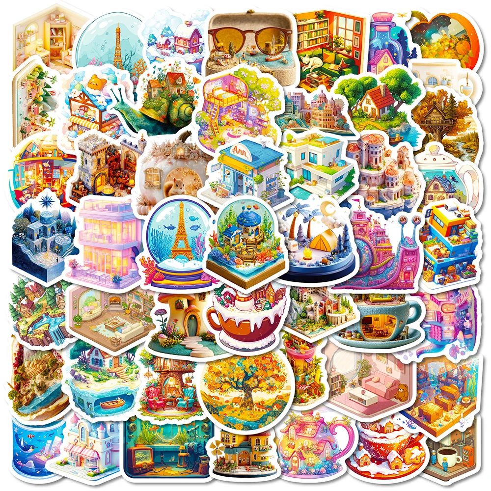 

10/30/50pcs Kawaii Cartoon Microscopic World Graffiti Stickers Aesthetic Decals DIY Laptop Phone Fridge Decoration Sticker Toys