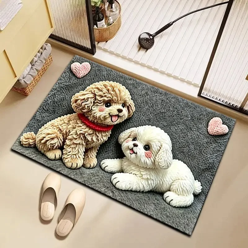 3D Cute Pet Diatomaceous Earth Bath Mat, Fast Water Absorbing Non Slip Bathroom Rug, Easy Clean Floor Mat for Indoor