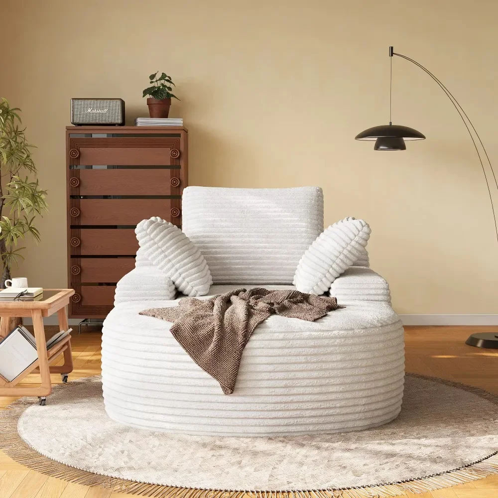 Artunus Nordic Compression Single Sofa High Density Sponge Furniture White Beige Sofa Bedroom Living Room Oval Lazy Sofa