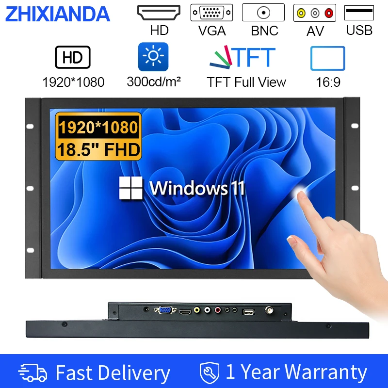 18.5 Inch FHD 1920*1080 Industrial Resistance Capacitive Touch Screen Open Frame Monitor LCD Display With BNC AV HDMI VGA USB