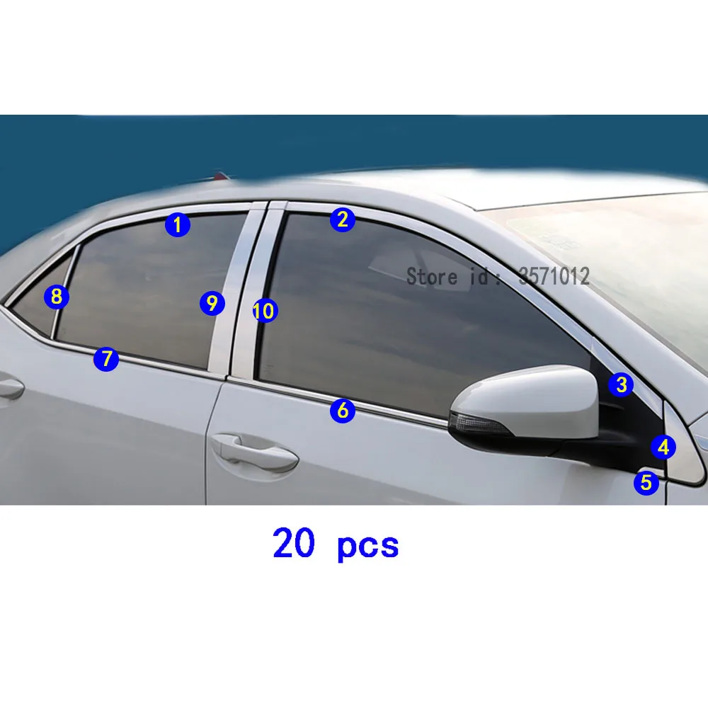 For Toyota Corolla Altis 2014 2015 2016 2017 2018 2019 Car Body Styling Glass Window Garnish Pillar Middle Strip Trim Frame Hood