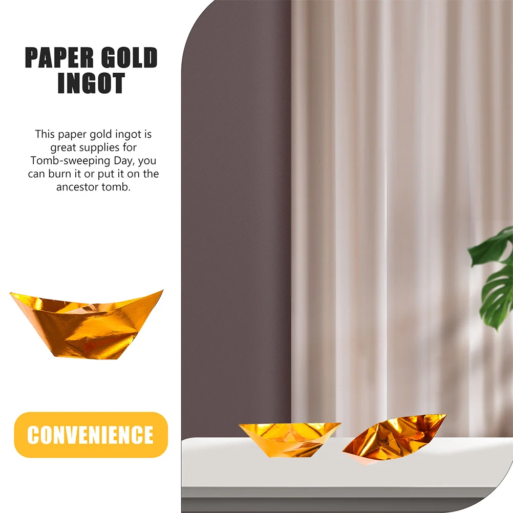 

100Pcs Ancestor Worship Gold Ingot Paper DIY Sacrificing Supplies Tomb Sweeping Festival Tribute Semi Finished Worship Ingots