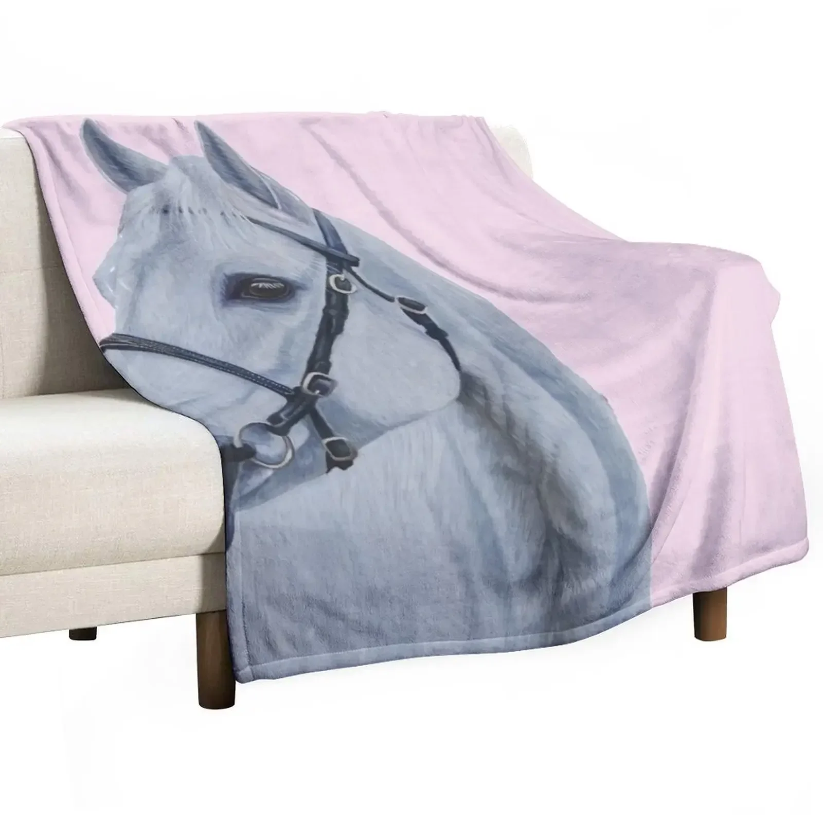 

White horse portrait, Kyneton Moorlight Throw Blanket Heavy Quilt sofa bed Blankets