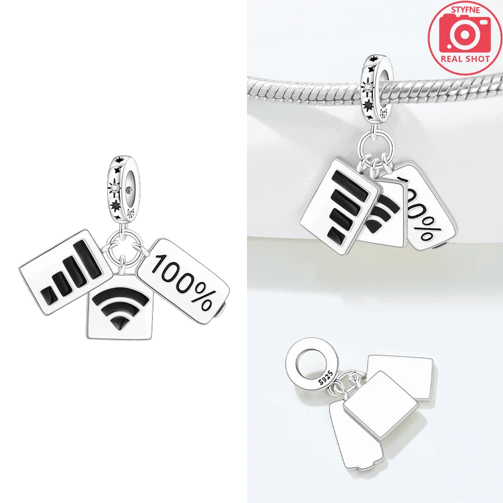 Original 925 Silver Magic Hat Oil Painting Pendant Rock Music Pendant Wi-Fi Pendant Beads Fit Bracelet Women Jewelry Gift Diy