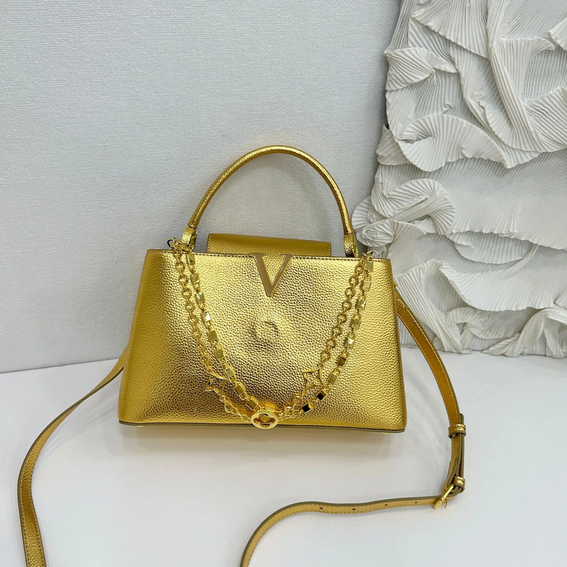 حقيبة يد منقوشة من الليتشي - ملابس متعددة الاتجاهات (كروس بودي/محمولة باليد)، واسعة وأنيقة، مثالية للعمل والسفر، شحن مجاني