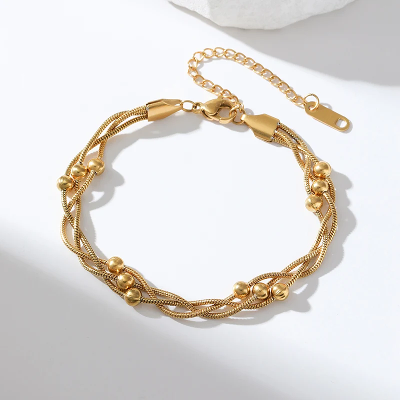 EILIECK 316L Edelstahl Silberfarben Perlen-Wickelketten-Halsketten-Armbänder-Set für Damen Trendiger Wasserdichter Schmuck Geschenk – Detail 17