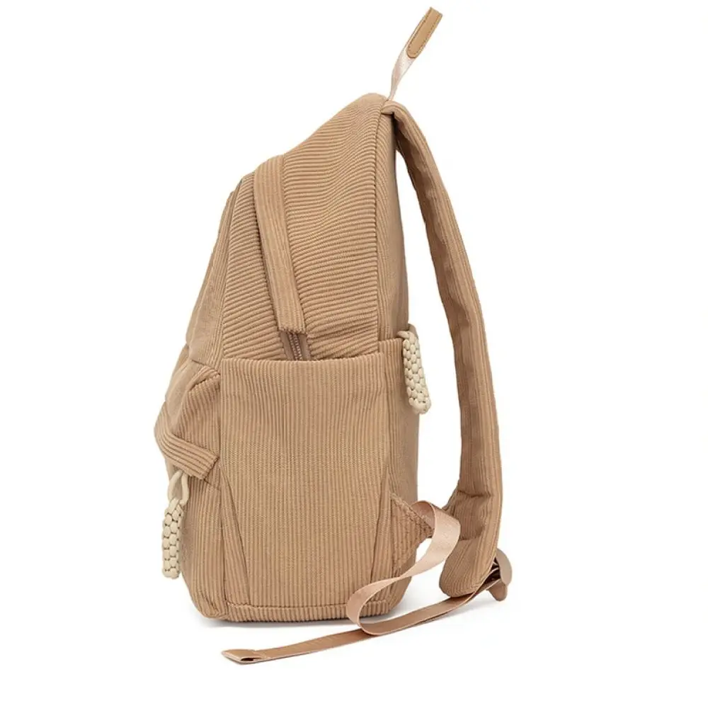 Minimalist Corduroy Backpack Casual Student Schoolbag Fashion Soft Travel Daypack Durable Large Capacity Women Bookbag Rucksack