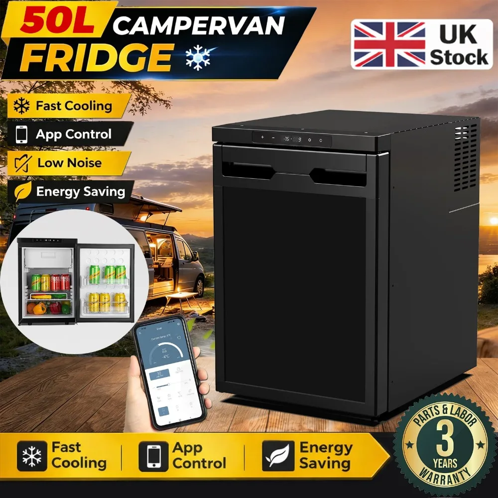 Campervan 12V Fridge 50L Low Power Cooling -20c Compressor Camping Fridge BT+APP