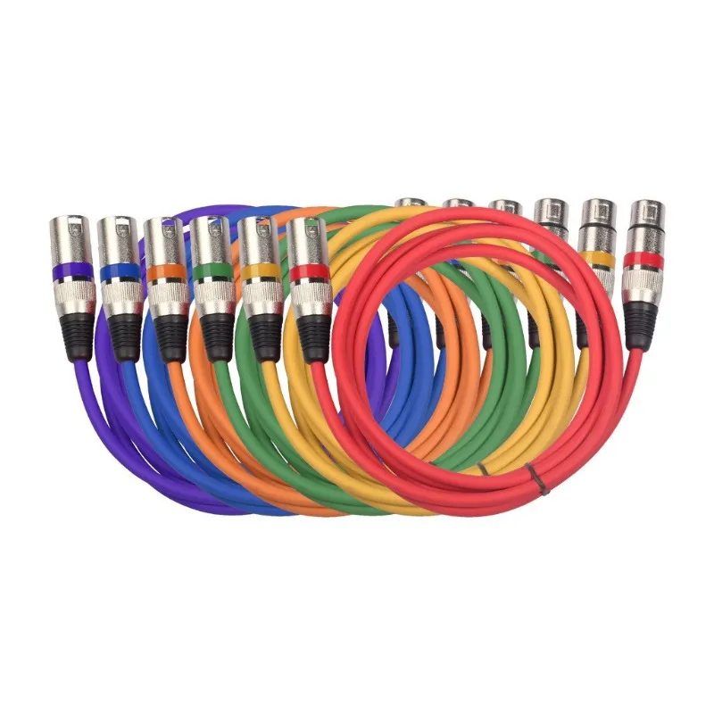 5/6 Color  1/1.5/3M 3Pin XLR Male To Female M/F Foil Braided Shielded Audio Cable XLR Audio Cable Cord for Stage Light