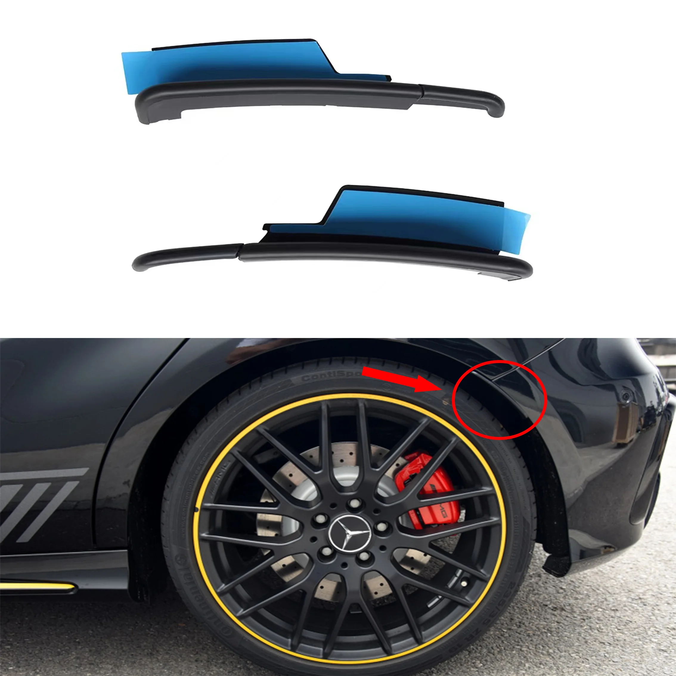 Carbon Fiber Rear Bumper Cover Trim Fender Flare Extension Wheel Eyebrow For Mercedes W176 A160 A180 A200 A250 A45 AMG 2013-2019