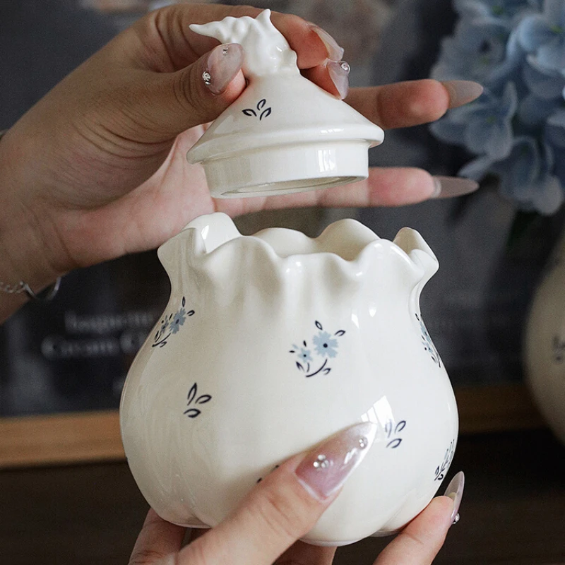 Ceramic Milk Jar with Lid Simple Household Coffee Shop Milk Cup Afternoon Tea Pot Honeydew Western Tableware Microwave Latte Jar