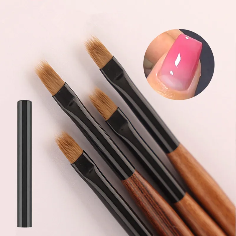 Pinceaux de manucure à double usage, 2 pièces, brosse dégradée de Gel, stylo de dessin de ligne Ultra fine, outils de peinture de conception d'art d'ongle à double extrémité