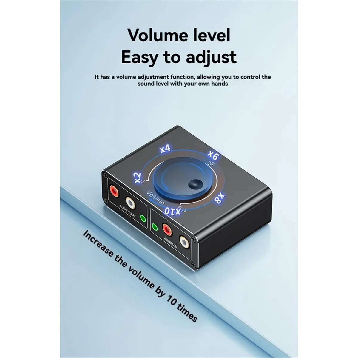 

(A23G) Аудиоусилитель 3,5 мм RCA 1-в-2 с регулятором громкости и выключателем для подключения ноутбука к компьютеру (3,5 мм на 2RCA)