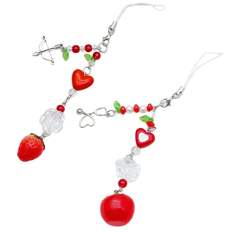 Sweet Tomato Strawberry Phone Charm Straps Car Key Hangings Pendants Fashion Bag Decoration Lanyard Purse Accessories