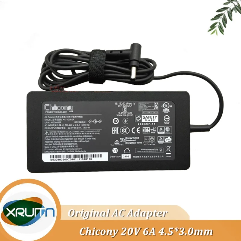 

New Chicony 20V 6A 120W A17-120P2A AC Adapter A12A055P Laptop Charger For MSI Cyborg 15 A12VF-021SG A12VE-024NEU Power Supply