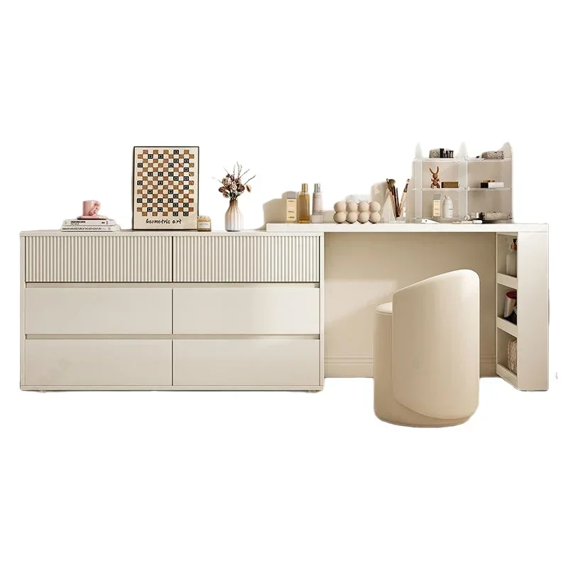 

Cream wind minimalist dresser chest integrated corner, bedroom retractable small apartment bedside cabinet