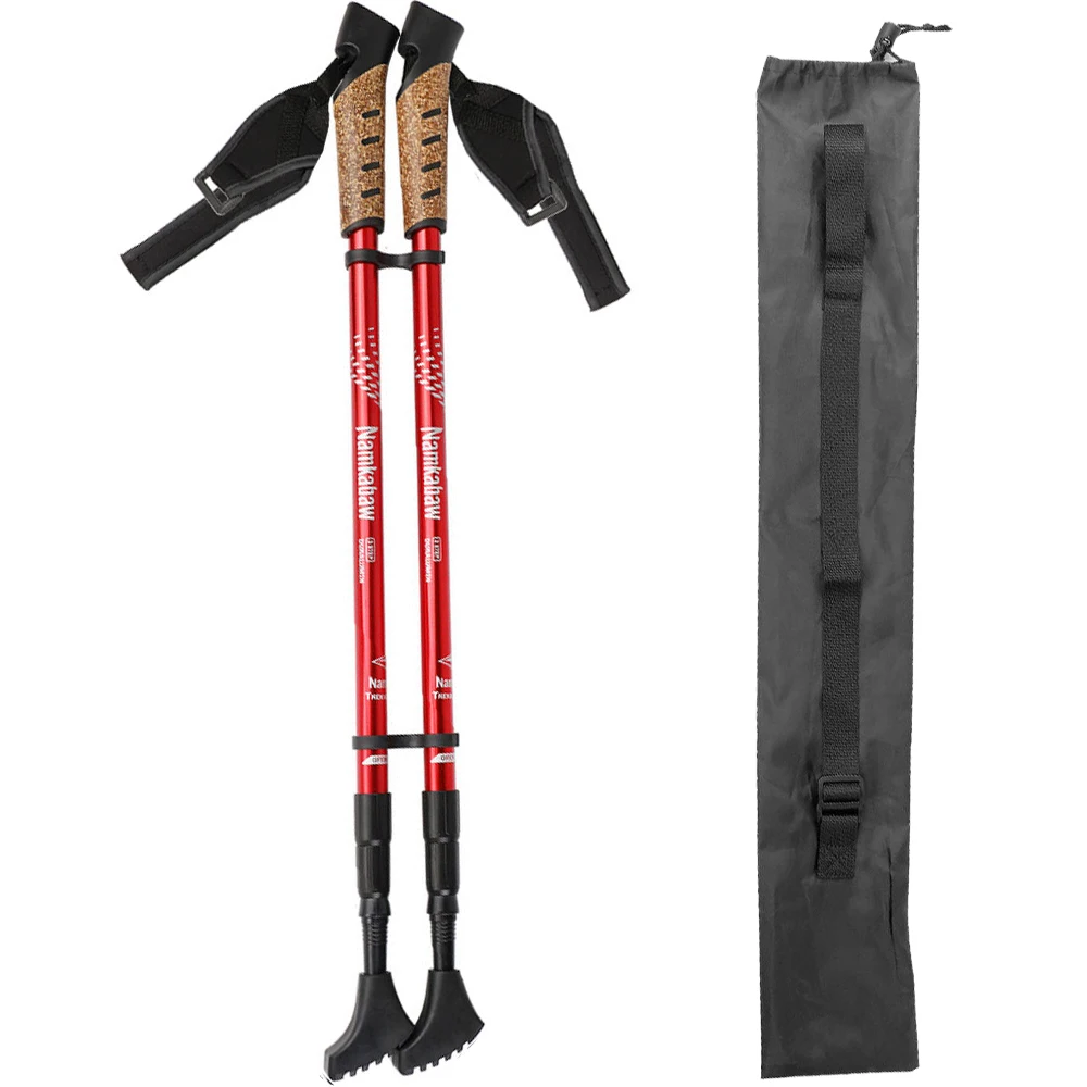

Трехсекционные телескопические треккинговые палки с прямой ручкой, костыли для скалолазания на открытом воздухе, походные палки из алюминиевого сплава