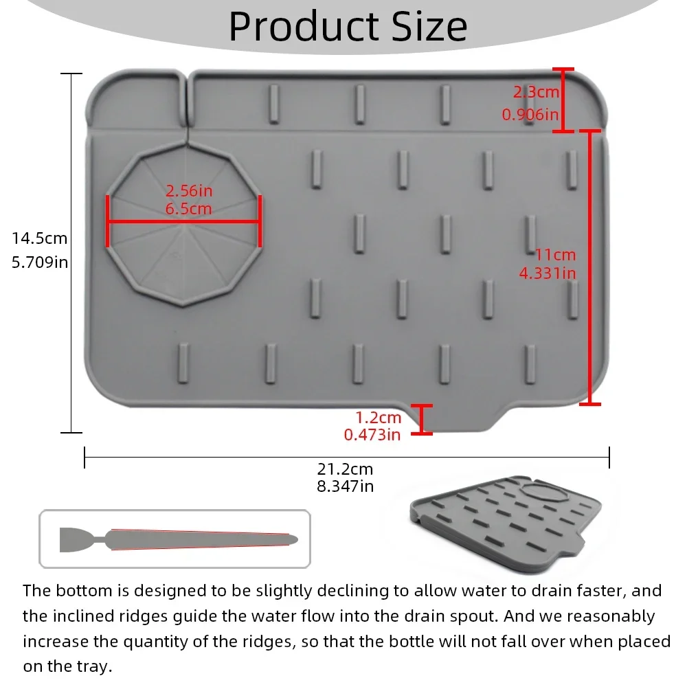 Estera de drenaje de doble cara, protector contra salpicaduras de fregadero de cocina de silicona, almohadilla de drenaje, esteras receptoras de