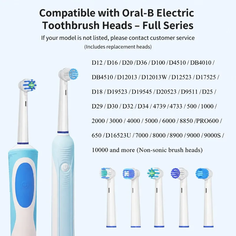 Replacement Electric Toothbrush Heads Compatible with Braun Oral-B Fit D12 D16 3757 3709 Models Soft Dupont Bristles Clean Brush