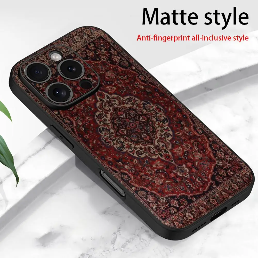 

Retro Persian pattern ethnic style phone case suitable for iPhone 16 15 14 13 12 11 Pro/Max/Plus all inclusive frosted soft case