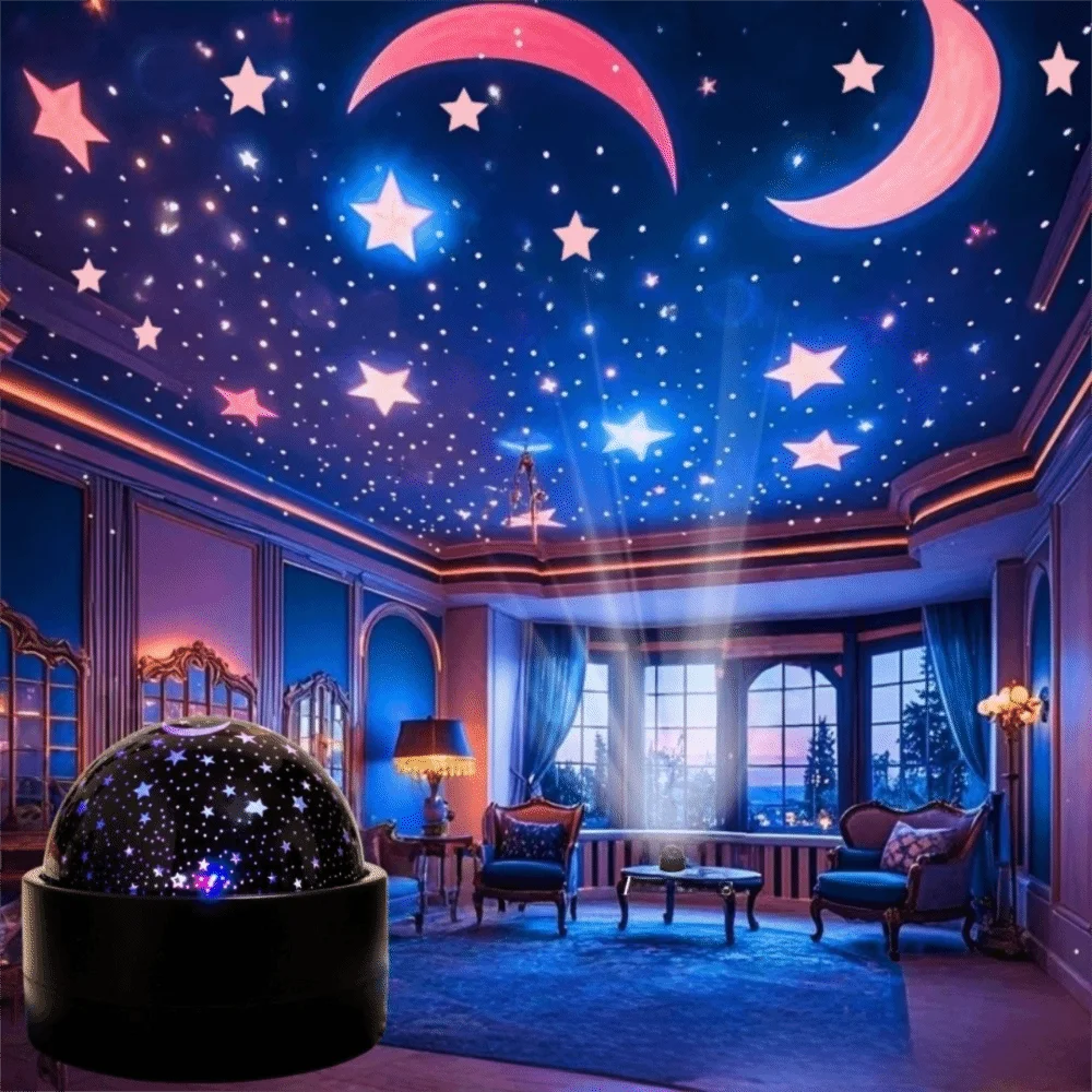 Color-changing Moon Galaxy Projector Light USB Plug-and-Play Flashing Light Effect RGB Projector Lamp Christmas Tree Mini