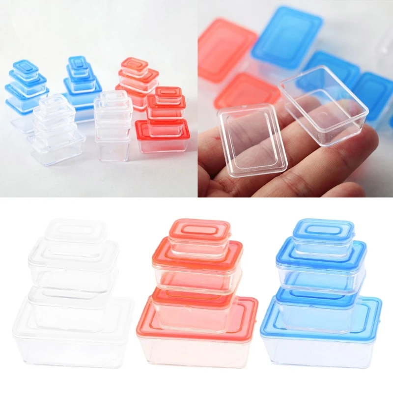 

4pcs 1:12 DIY Dollhouse Miniature Lunch Box Keeping Box Model Dollhouse Accessories Mini Kitchen Tableware Decoration