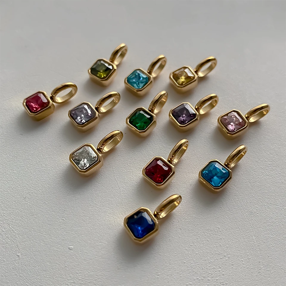 EMANCO Edelstahl Klassische Oktagon Geburtsstein-Anhänger 14K Vergoldeter Anhänger für DIY Schmuckherstellung Halskette – Detail 2