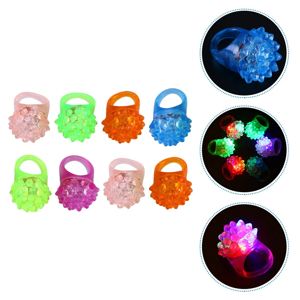 

8 PCS LED Strawberry Ring Children's Toys Flashing Finger Shine Glowing Rings Party Light Abs Favors Lights