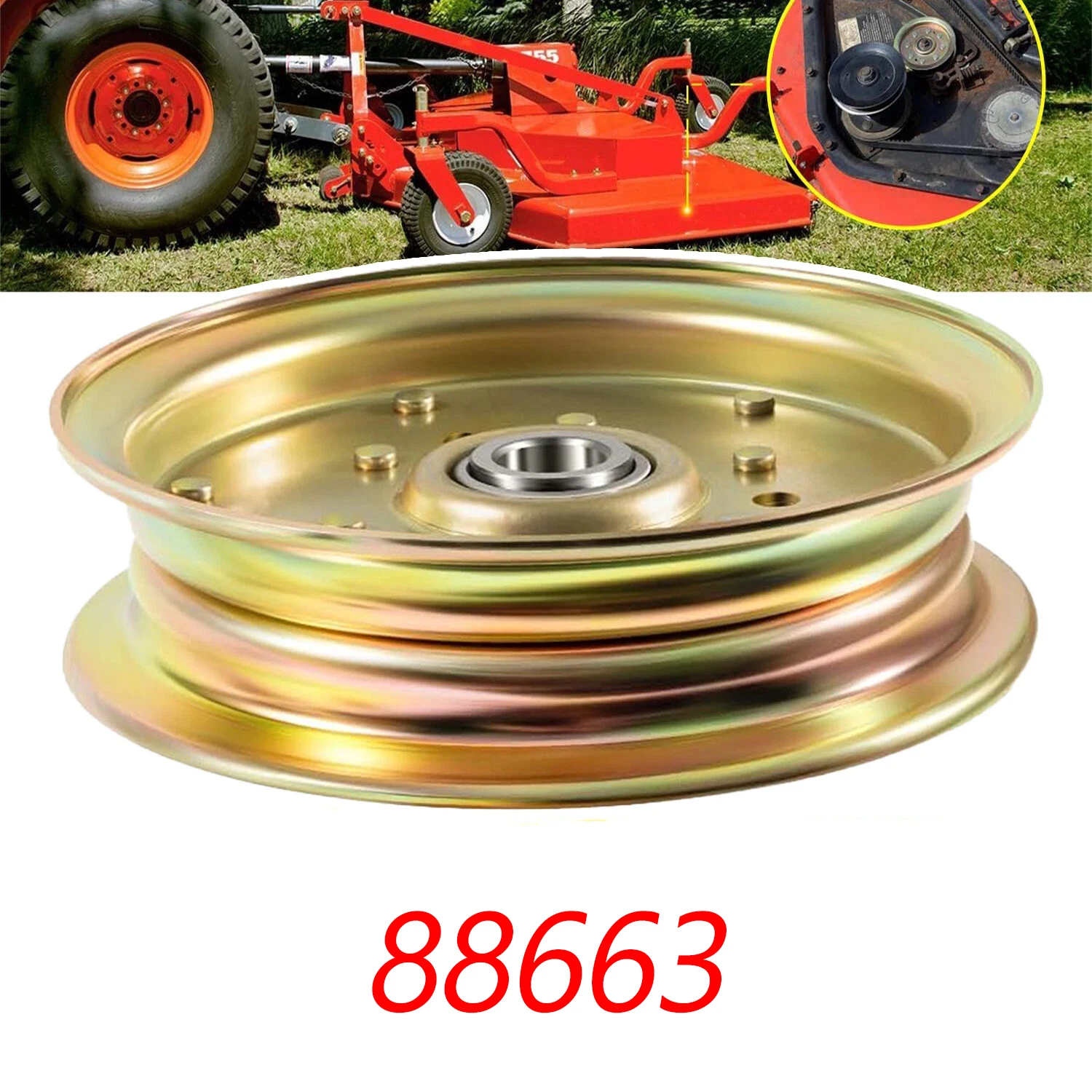 88663交換用アイドラープーリー、ブッシュホッグゼロターンモア、フィニッシュモア、ロータリーカッター、トライデッキフレックスウィングモア用、5-3-4