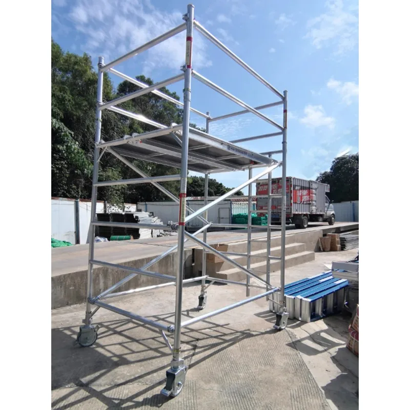 Aluminum alloy aerial work mobile platform straight ladder door type quick installation scaffolding