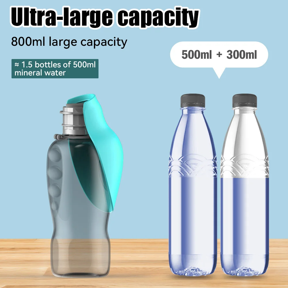 800ml Portable Dog Water Bottle For Small Medium Big Dogs Outdoor Travel Drinking Bowl Puppy Cat Feeder Pet Labrador Accessories image 3
