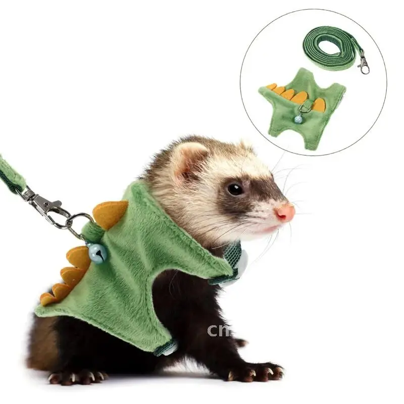 

Ferrets Small Pet Harness Rabbit Cartoon Dinosaur Harness Vest Hamster Rope Traction Chest Leash Baby Strap Hamster Rats