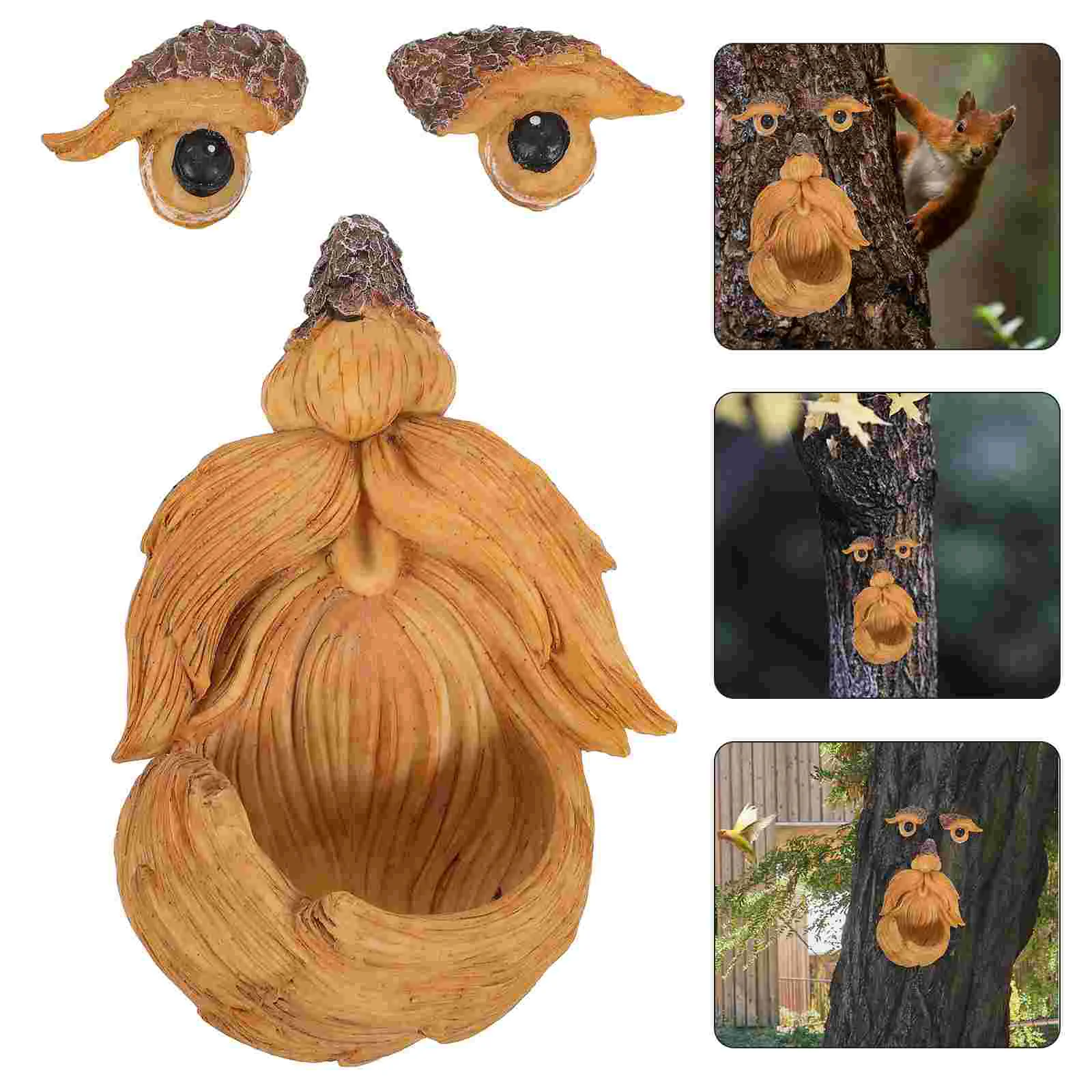 Tree Face Bird Feeder Old Man Faces Decor Outdoor Decorations Wild Resin Garden Sculptures Elder